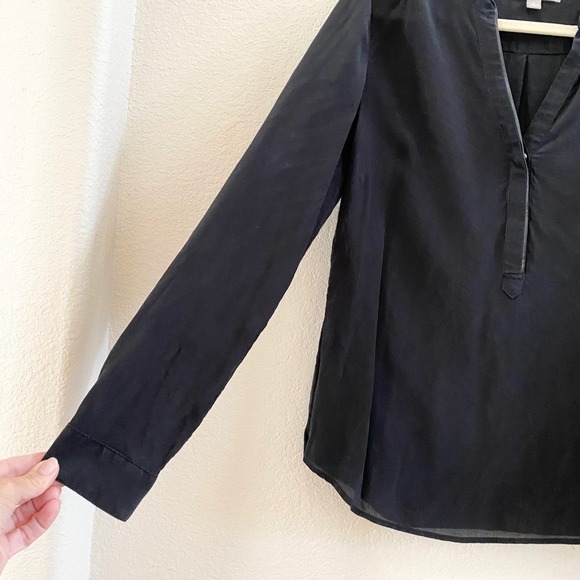 Banana Republic Silk Black Long Sleeve V-Neck Tunic Shirt Size S - Picture 2 of 11